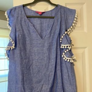 Lilly Pulitzer linen blend Pom Pom top M